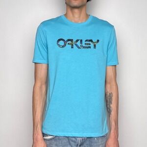 Oakley Hydrolix Mens Graphic T-Shirt Blue Logo Print Regular Fit Size M